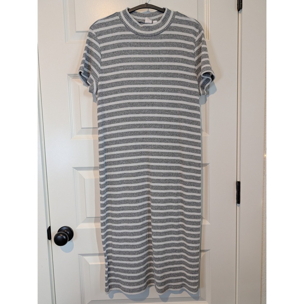 GAP Gray Striped Knit Maternity Dress
